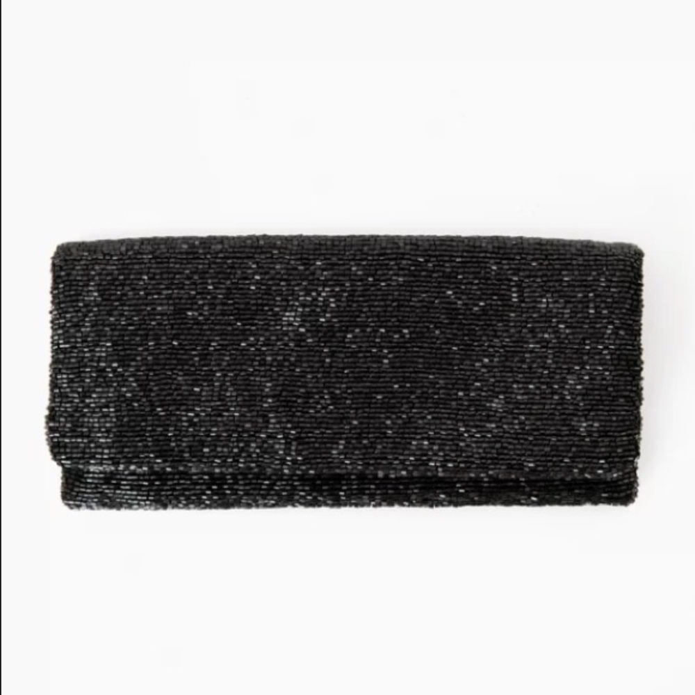 Tuckernuck Pomander Place Black Beaded Clutch